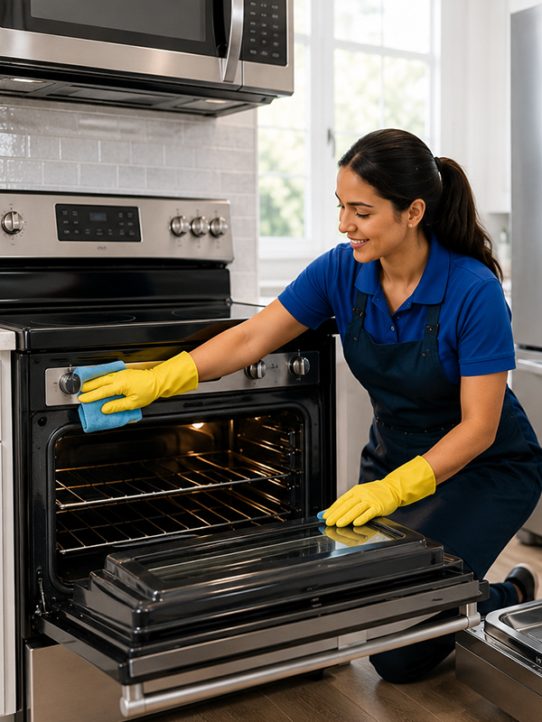Kitchen oven cleaning service in Kingston deep cleaning an ovenan oven